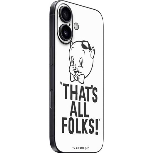 Looney Tunes Porky Thats All Folks Grid iPhone 16 Plus Skin